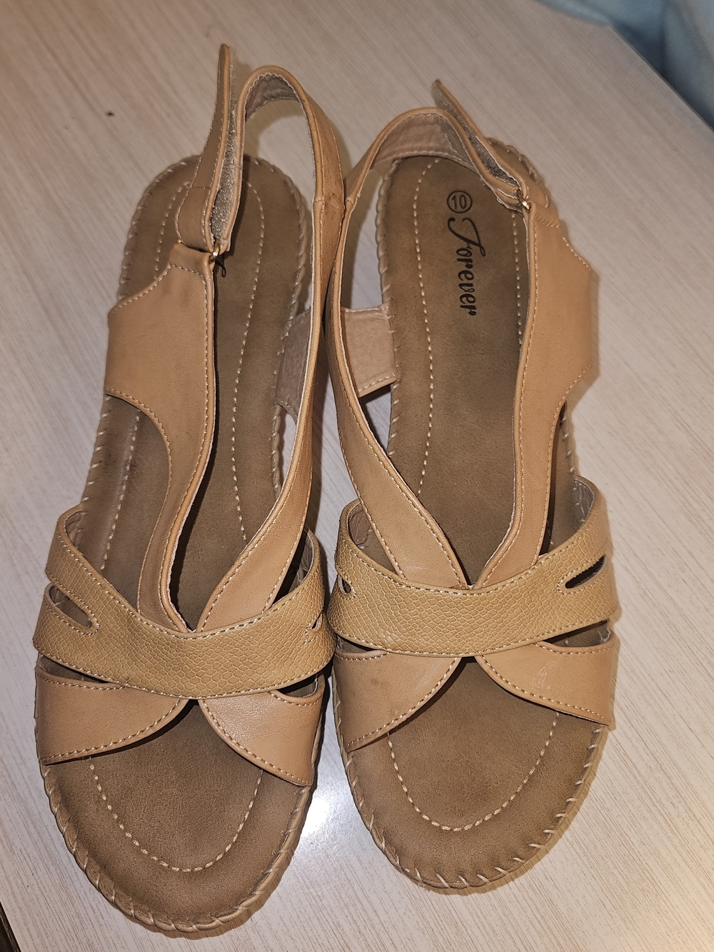 Forever 21 Women's Tan Strappy Slingback Sandals
